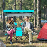 Folding Camping Canopy Chairs w- Cup Holder-Turquoise