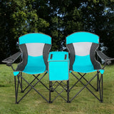 Folding Camping Canopy Chairs w- Cup Holder-Turquoise
