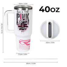 Back The Pink 40oz Stainless Steel Insulated Tumbler with Handle and Lid