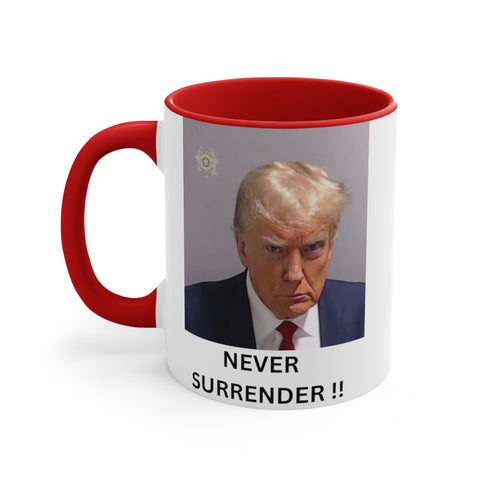 Never Surrender Accent Coffee Mug, 11oz