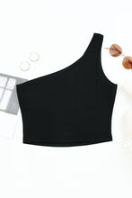 Black Basic One Shoulder Sleeveless Crop Top
