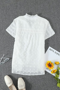 Pink Swiss Dot Short Sleeve Flowy Top
