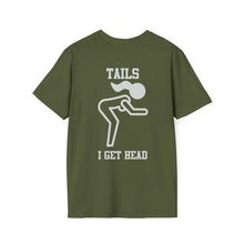 Heads or Tails Unisex Softstyle T-Shirt Front and Back Design