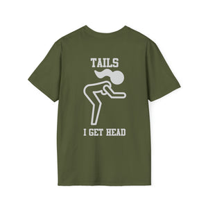 Heads or Tails Unisex Softstyle T-Shirt Front and Back Design