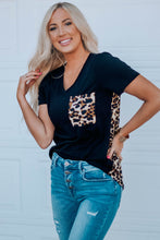 Green Leopard Printed Splicing T-Shirt
