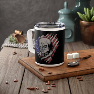 Insulated 10oz  Coffee Mug Skull and Flag