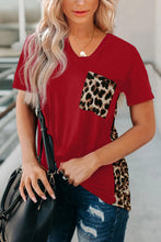 Green Leopard Printed Splicing T-Shirt