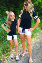 Blue Casual Family Matching Girls Tie Knot Striped T-shirt
