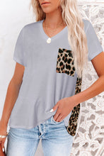 Green Leopard Printed Splicing T-Shirt
