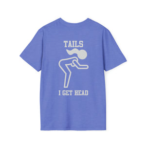 Heads or Tails Unisex Softstyle T-Shirt Front and Back Design