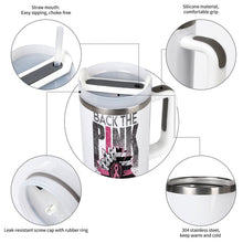 Back The Pink 40oz Stainless Steel Insulated Tumbler with Handle and Lid