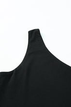 Black Basic One Shoulder Sleeveless Crop Top