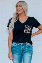 Green Leopard Printed Splicing T-Shirt