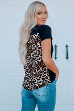 Green Leopard Printed Splicing T-Shirt