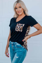 Green Leopard Printed Splicing T-Shirt