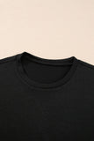 Gray Ribbed Splicing Short Sleeve Round Neck T-shirt