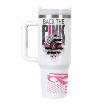 Back The Pink 40oz Stainless Steel Insulated Tumbler with Handle and Lid