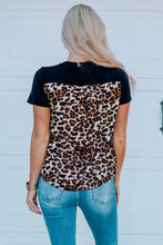 Green Leopard Printed Splicing T-Shirt