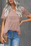 Pink Swiss Dot Short Sleeve Flowy Top