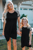 Dark Gray Raglan Sleeve Twist Front Short T Shirt Dress