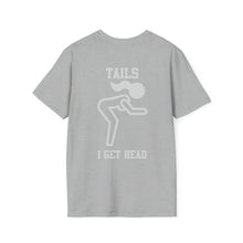 Heads or Tails Unisex Softstyle T-Shirt Front and Back Design