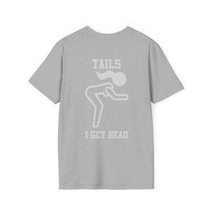 Heads or Tails Unisex Softstyle T-Shirt Front and Back Design