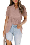 Pink Swiss Dot Short Sleeve Flowy Top