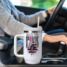 Back The Pink 40oz Stainless Steel Insulated Tumbler with Handle and Lid