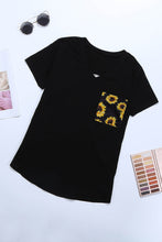 Green Leopard Printed Splicing T-Shirt