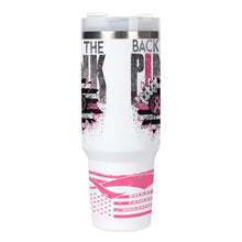 Back The Pink 40oz Stainless Steel Insulated Tumbler with Handle and Lid