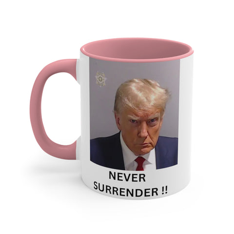 Never Surrender Accent Coffee Mug, 11oz