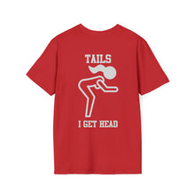 Heads or Tails Unisex Softstyle T-Shirt Front and Back Design