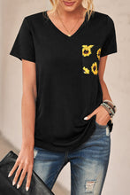 Green Leopard Printed Splicing T-Shirt