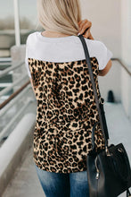 Green Leopard Printed Splicing T-Shirt