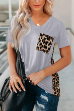 Green Leopard Printed Splicing T-Shirt