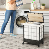 Wicker Laundry Hamper with Lid and Lockable Wheels