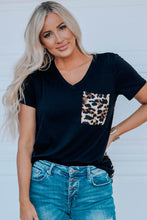 Green Leopard Printed Splicing T-Shirt