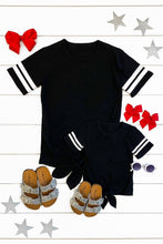 Blue Casual Family Matching Girls Tie Knot Striped T-shirt