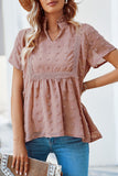 Pink Swiss Dot Short Sleeve Flowy Top