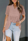 Pink Swiss Dot Short Sleeve Flowy Top