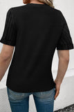 Gray Ribbed Splicing Short Sleeve Round Neck T-shirt