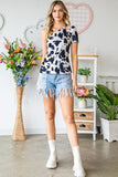 Animal Print Short Sleeve One Shoulder T Shirt