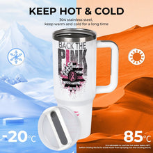 Back The Pink 40oz Stainless Steel Insulated Tumbler with Handle and Lid