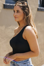 Black Basic One Shoulder Sleeveless Crop Top