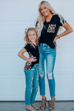 Green Leopard Printed Splicing T-Shirt