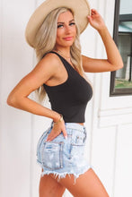Black Basic One Shoulder Sleeveless Crop Top