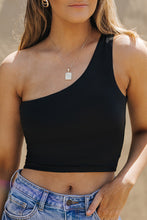 Black Basic One Shoulder Sleeveless Crop Top