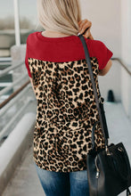 Green Leopard Printed Splicing T-Shirt