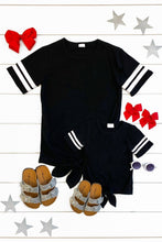 Blue Crew Neck Tie Front Top Mom and Daughter Matching Outfit