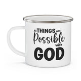 Enamel Camping Mug, All Things Are Possible With God - Black-2